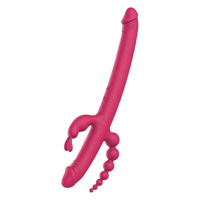 Dream Toys - Essentials Anywhere Pleasure Vibe Pink. Wszechstronny wibrator ze stymulacją analną, waginalną i łechtaczkową. Aż 4 końcówki!