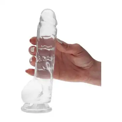 Real Rapture - Dildo Clear Passion Small - niewielkie, realistyczne dildo z przyssawką. Przezroczyste