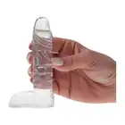 Real Rapture - Dildo Clear Sensation Small - realistyczne mini dildo z jądrami. Przezroczyste