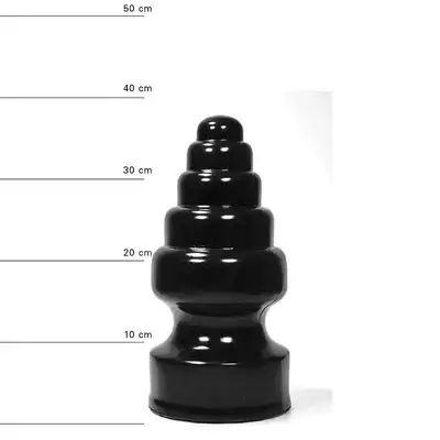 All Black - AB 53 13,5 cm średnicy. Wielki, czarny schodkowy plug analny z szeroką podstawą. Ekstremalne wyzwanie dla odważnych!