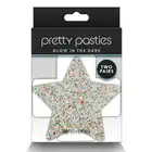 Pretty Pasties - Star And Cross Glow In Dark. Dwie pary naklejek na sutki w dwóch kształtach, nasutniki świecące w ciemności