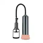 Pump Up - touch sense black. Pompka próżniowa do stymulacji i powiększania penisa, ciemny cylinder z rękawem w kształcie pochwy