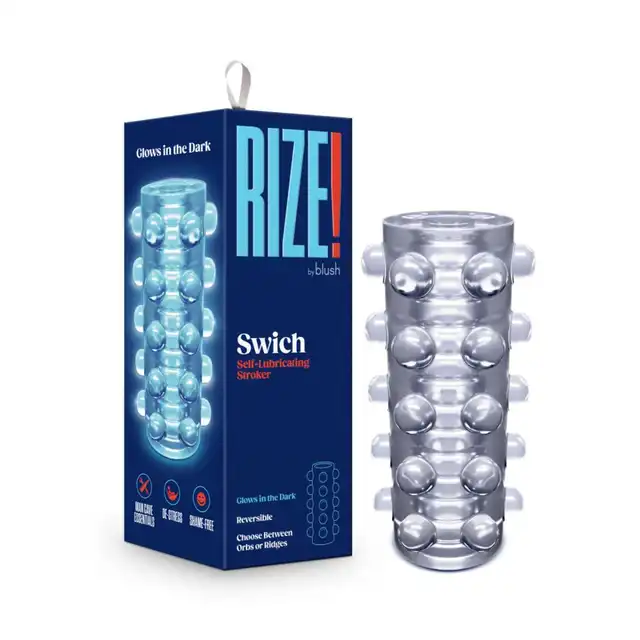 Rize - Masturbator Swich Glow in the Dark. Świecący w ciemnościach dwustronny masturbator z żebrowaniami i wypustkami