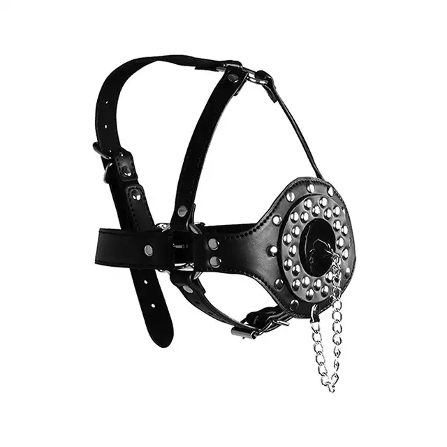 Ouch! - Open Mouth Gag Head Harness with Plug - harness na głowę z gagiem w postaci zatyczki 