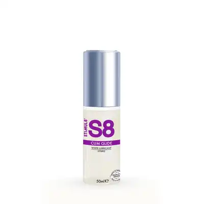 S8 - Hybrid Cum Glide 50ml. Hybrydowy lubrykant na bazie silikonu i wody imitujący spermę. Pikantny dodatek do wspólnych igraszek