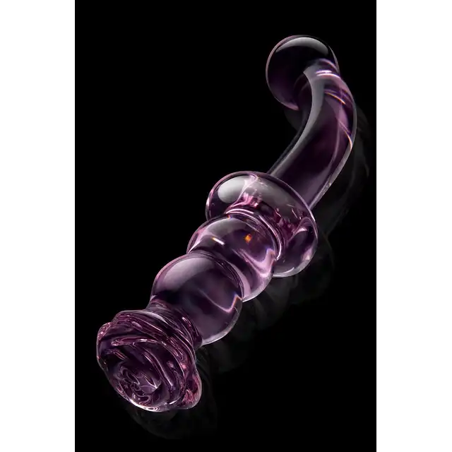 Glaze Glass - Rosebud G-Spot. Efektowne szklane dildo do stymulacji punktu G. Z elegancką szklaną różyczką 