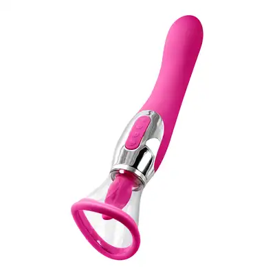 Harmony - Fushia Yoba - wibrator do łechtaczki z opcją ssania i specjalnego języczka. Dwustronny wibrator
