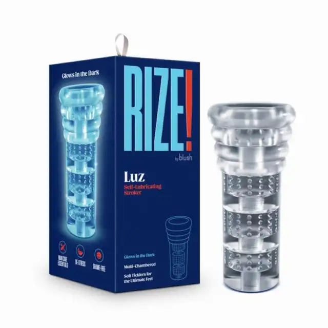 Rize - Masturbator Luz Glow in The Dark. Świecący w ciemności masturbator z żebrowaniami i wypustkami. Doskonała dwustronna stymulacja 