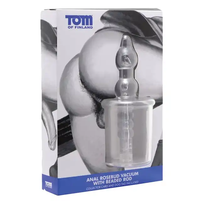Tom Of Finland - Anal Rosebud Vacuum With Beaded Rod. Akrylowa próżniowa nakładka do zestawu pompki dla zaawansowanych, genialna do tworzenia analnej róży