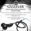 Master Series - Guzzler Realistic Latex Penis Sleeve with Hose. Czarna, lateksowa nakładka na penisa z wężem 122 cm do zabaw z pissingiem