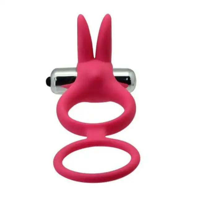 Toyz4Lovers - Dual Ring pink ring - podwójny ring na penisa z wibrującym króliczkiem. Różowy