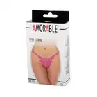 Amorable -  Open String Pink. Różowe stringi z koronką w kształcie motyla, delikatne i nieoczywiste uwydatnienie piękna