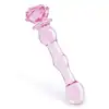 Glaze Glass - Rosebud Beaded Dildo 20 cm. Niezwykłe różowe, profilowane szklane dildo z ozdobną różyczką. Uroczy i elegancki prezent. 