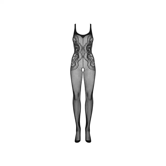 Obsessive - Bodystocking G335 S/M/L. Seksowny bodystocking z drobnej siateczki w kolorze czarnym. Z otwartym krojem - gwarancja gorącego wieczoru!