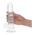 Real Rapture - Dildo Clear Flavour Large - realistyczne, duże dildo z przyssawką i jądrami. Przezroczyste