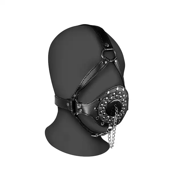 Ouch! - Open Mouth Gag Head Harness with Plug - harness na głowę z gagiem w postaci zatyczki 