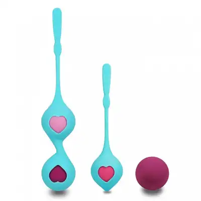 Passion Labs - Vaginal Kegel Set Stella. Turkusowy,  ergonomiczny treningowy zestaw kulek gejszy do ćwiczenia mięśni kegla. Wykonane z wysokiej jakości silikonu. 