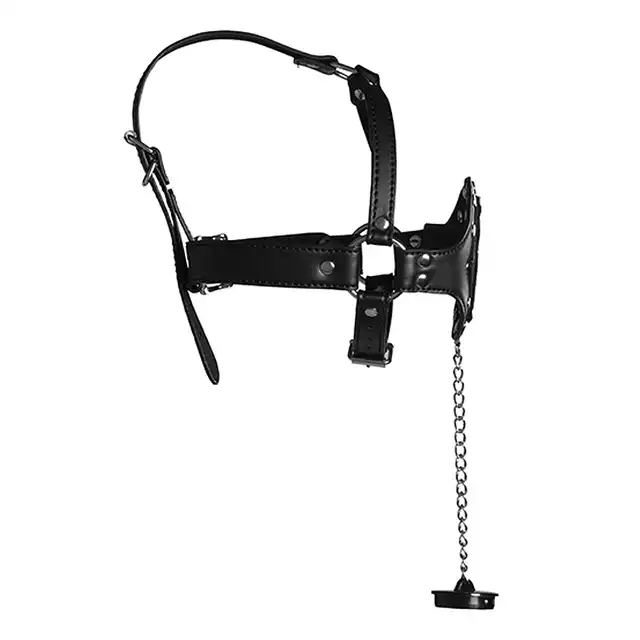 Ouch! - Open Mouth Gag Head Harness with Plug - harness na głowę z gagiem w postaci zatyczki 