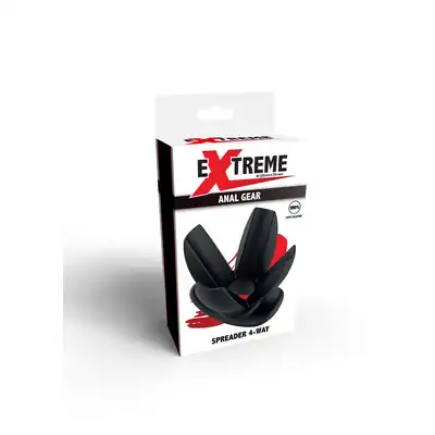 Extreme - Wtyczka Spreader 4-Way Plug. Czarny plug analny z funkcją tunelu oraz rozwieracza. Niesamowite doznania i możliwości. Wysokiej jakości silikon. 