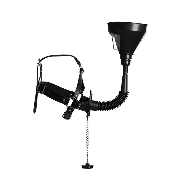 Ouch! - Open Mouth Gag Head Harness with Funnel - harness na głowę z lejkiem. Nowy wymiar BDSM!