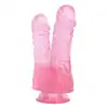 Toyz4Lovers - Caino and Abele Double Dildo. Podwójne, przejrzyste dildo z mocną przyssawką i teksturowaną powierzchnią. 17,5 cm długości, 4 cm średnicy