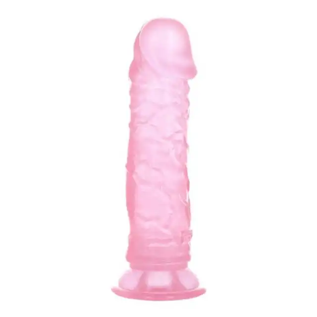 Toyz4Lovers – Rino Transparent Pink. Różowe, realistyczne dildo bez jąder z przyssawką. 16 cm długości, 3,3 cm średnicy
