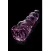 Glaze Glass - Rosebud Beaded Plug 14 cm. Różowy, szklany korek analny ze żłobieniami i elegancką różyczką. Jakość premium. 