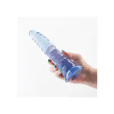 Fantasia - Nymph. Niebieskie, transparentne dildo o żebrowanej powierzchni. Niesamowita stymulacja i fantazyjny design!