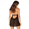 Obsessive - Medilla Chemise XS/S - czarująca koszulka z półprzezroczystego materiału. Czarna koronka