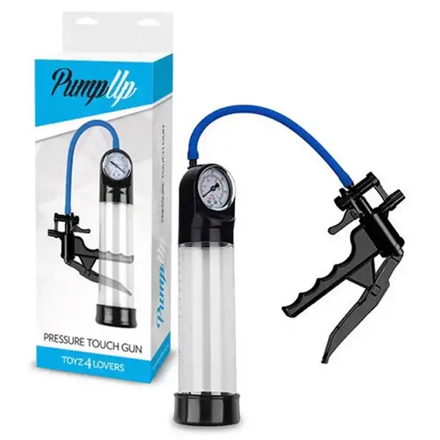 Pump Up - Pressure touch gun. Przezroczysta, cylindryczna pompka do penisa, satysfakcjonujące efekty poprawy wielkości i trwania erekcji