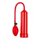 Pump Up - Easy touch red. Czerwona, okrągła pompka do powiększania penisa i poprawy erekcji, poręczna i wydajna pompa