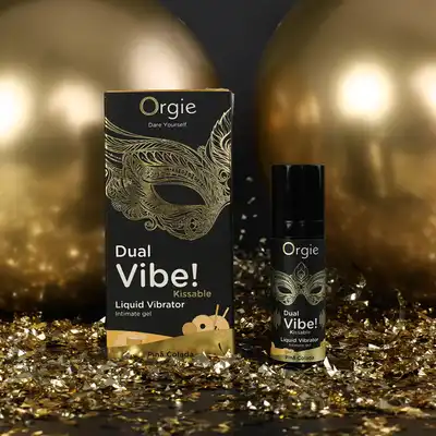Orgie - Dual Vibe! PinaColada Kissable Liquid Vibrator. Wibrator w płynie o smaku koktajlu Pina Colada, fantastyczny efekt mrowienia i wibracji, genialny do seksu oralnego