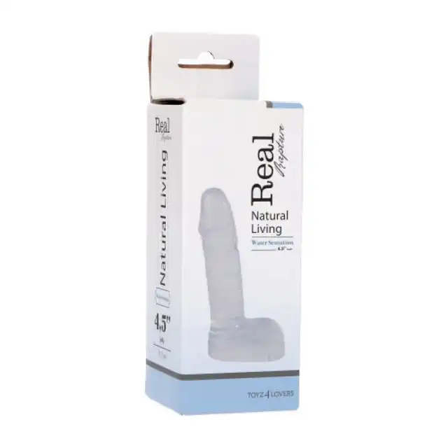 Real Rapture - Dildo Clear Sensation Small - realistyczne mini dildo z jądrami. Przezroczyste