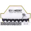 Sex &amp; Mischief - Heart Day Collar. Czarna obroża na szyję z serduszkami, choker z miękkiej sztucznej skóry z kluczykiem w kształcie serduszka