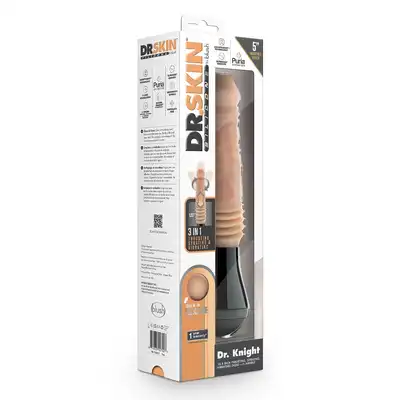 Dr. Skin - Dr. Knight Vibrator. Realistyczny wibrator z funkcją ruchu posuwistego, obrotowego i wibracji. Najnowocześniejsza technologia do ultra stymulacyjnej penetracji