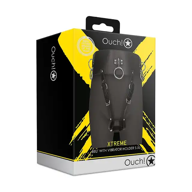 Ouch! - Belt with Vibrator Holder Black - pas z uchwytem na wibrator! Zabawa bez użycia rąk