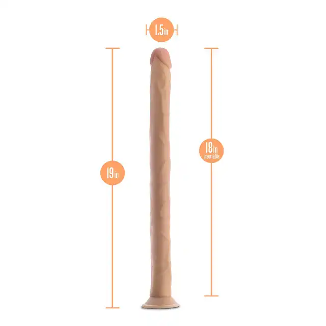 Dr. Skin - 19 Inch Dildo Beige 48 cm. Długie, realistyczne dildo z przyssawką. Kompatybilne z uprzężą strapon. Głębokie doznania!