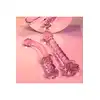 Glaze Glass - Rosebud Spiral G-spot Dildo. Teksturowane  spiralnie różowe szklane dildo do stymulacji punktu G ozdobione szklaną różyczką