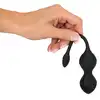 Xou Xou - Vibrating E-Stim Love Balls. Czarne, wibrujące kulki gejszy z elektrostymulacją. Zaawansowany trening mięśni kegla połączony z przyjemnością