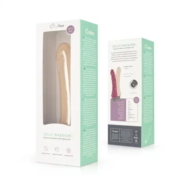 Easy Toys - Jelly Passion Realistic Vibrator Skin. Realistyczny wibrator o kształcie z naturalnymi żyłkami i żołędzią, płynna regulacja mocy wibracji