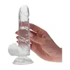 Real Rapture - Dildo Clear Sensation Large - realistyczne, duże dildo z przyssawką i jądrami. Realistyczne