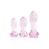 Glaze Glass - Rosebud Anal Training Set. Zestaw treningowy różowych, szklanych plugów analnych z ozdobnymi różami 