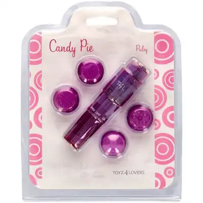 Candy Pie - Pulsy clitoral stimulator Pink. Mini wibratorek do łechtaczki, 4 różne wymienne końcówki dla orgazmicznych wrażeń
