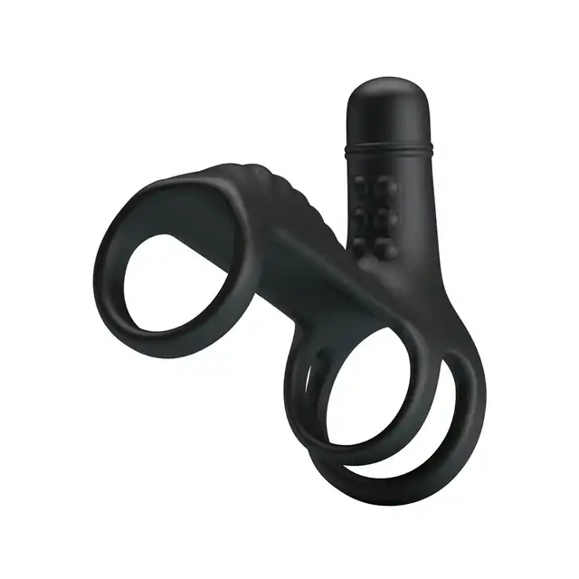 Pretty Love - Vibrating Penis Sling. Wibrująca nakładka na penisa ze stymulatorem łechtaczki z wypustkami, wzmacnia i przedłuża erekcję dodatkowo stymulując partnerkę
