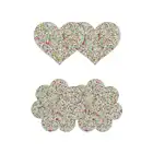 Pretty Pasties - Heart And Flower Glow In Dark. Dwie pary naklejek na sutki w dwóch kształtach, nasutniki świecące w ciemności