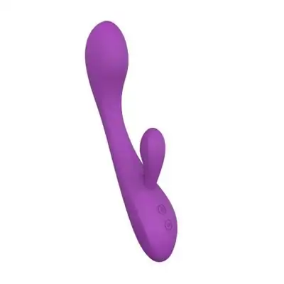 Elys – Convex Rabbit USB. Silikonowy, fioletowy wibrator z króliczkiem do stymulacji łechtaczki i punktu G. 9 trybów wibracji