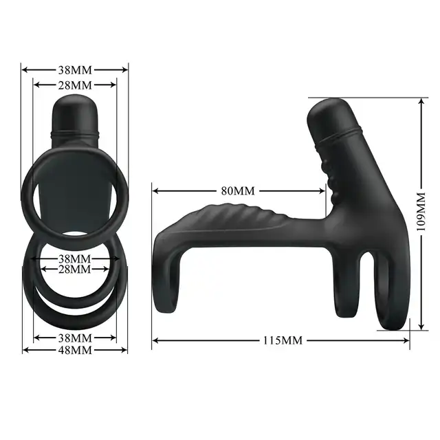 Pretty Love - Vibrating Penis Sling. Wibrująca nakładka na penisa ze stymulatorem łechtaczki z wypustkami, wzmacnia i przedłuża erekcję dodatkowo stymulując partnerkę