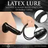 Master Series - Guzzler Realistic Latex Penis Sleeve with Hose. Czarna, lateksowa nakładka na penisa z wężem 122 cm do zabaw z pissingiem