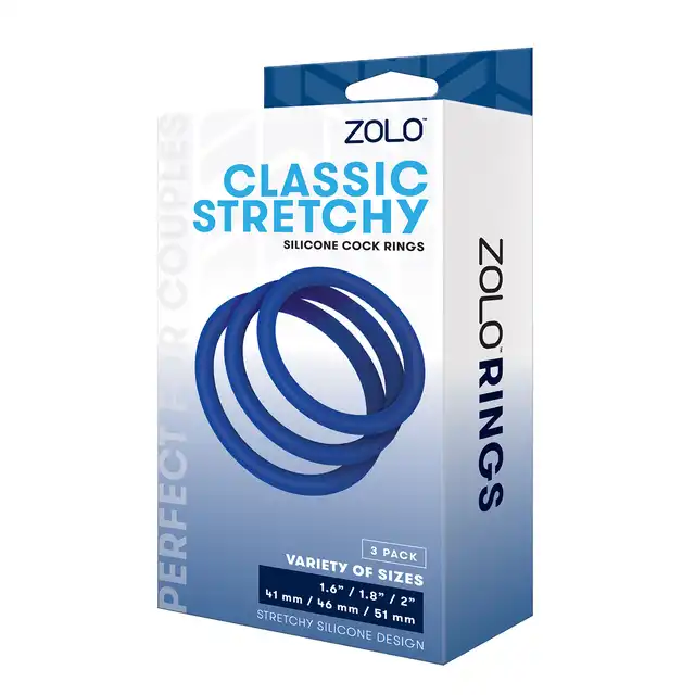 Zolo - Classic Stretchy Silicone Cock Ring. Zestaw trzech pierścieni erekcyjnych, wzmocnienie erekcji i przedłużenie stosunku