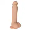 Real Safe - Brush Dildo Flesh. Realistyczne dildo o naturalistycznej teksturze z elastycznego materiału. opracowanych jądrach, trzonie i żołędzi